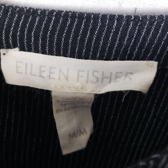 EILEEN FISHER Tunic Dress Organic Cotton Tencel Crepe Mini Stripe size M Relaxed - Picture 4 of 9